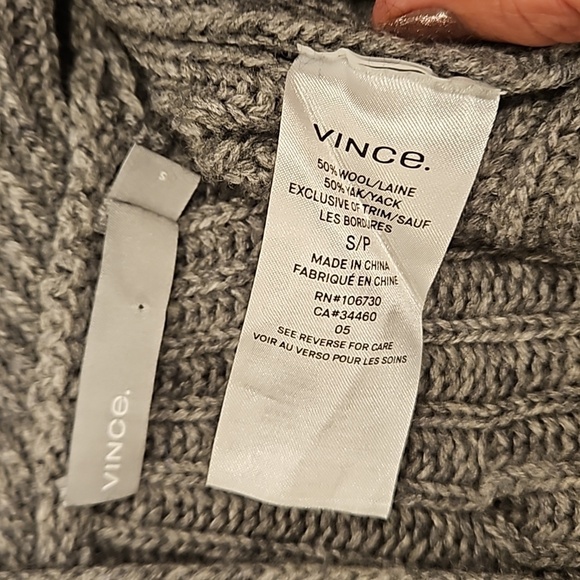 💕VINCE💕 Ribbed Side Buttoned Open Cardigan Sweater ~ Grey Wool Yak Small NWOT - Picture 16 of 16
